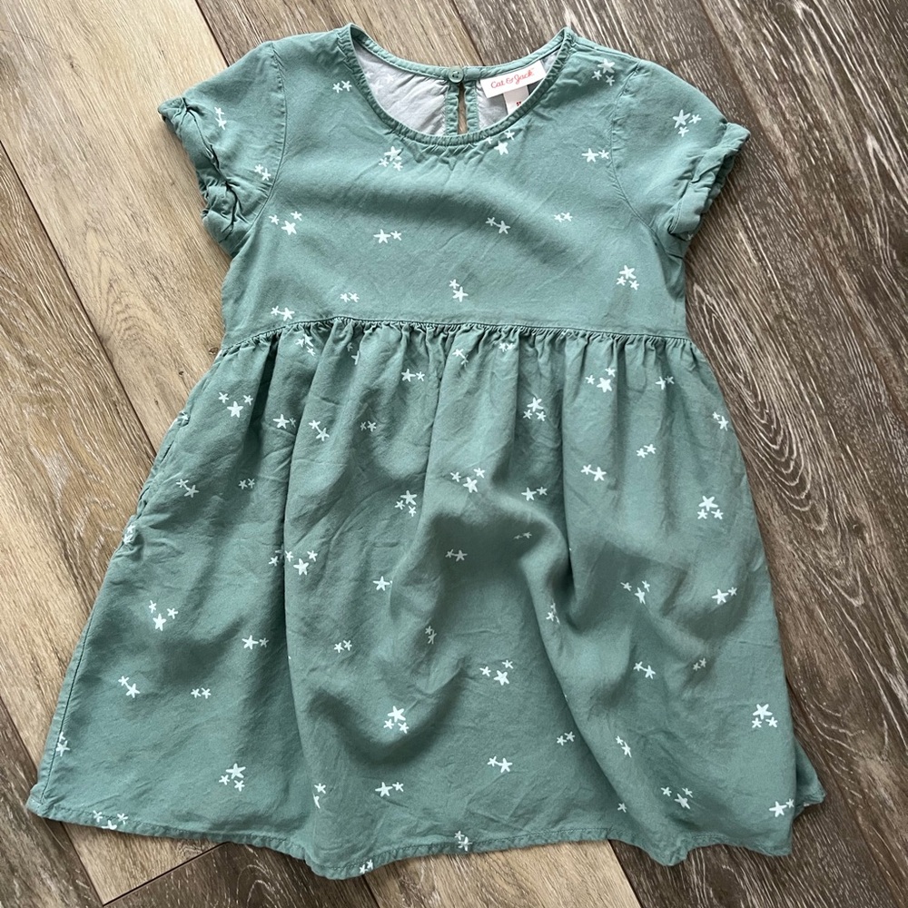 Cat & Jack green dress with stars size 5T